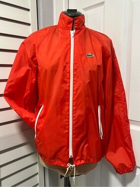 Lacoste Vintage Red Jacket with White Trim and Zip